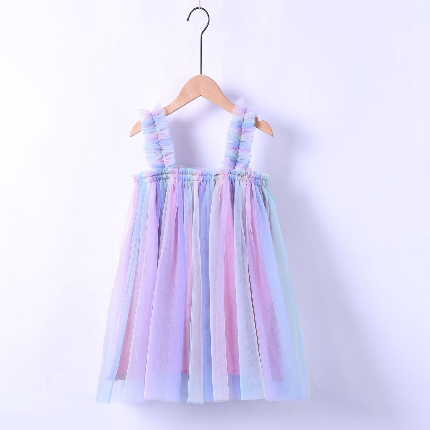 Fox Summer New Girls Suspenders Mesh Dress Princess Rainbow Tutu