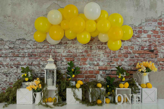 Fox Rolled Birthday Yellow Balloon Vinyl Backdrop Designed By Joy Perez - Foxbackdrop