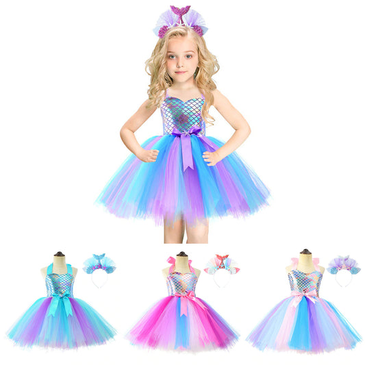 Fox Mermaid dress Children's dresses halloween costume Princess dress Dance skirt