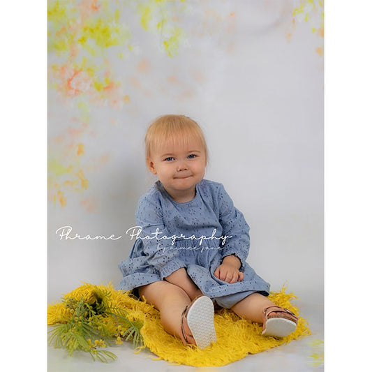 Fox Rolled Light Grey with Yellow Flowers Vinyl Backdrop - Foxbackdrop