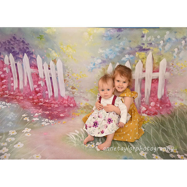 Fox Rolled Painting Flowers Fence Children Vinyl Backdrop - Foxbackdrop