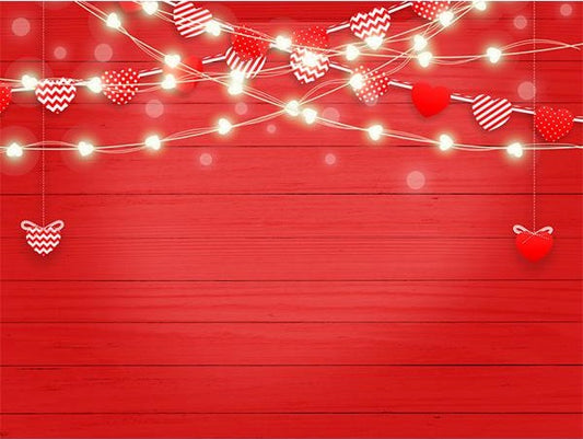 Fox Vinyl Red Wood Valentine's Day Backdrop