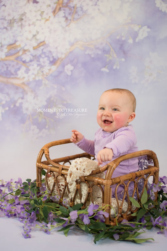 Fox Lilac Floral Vinyl Photography Backdrop