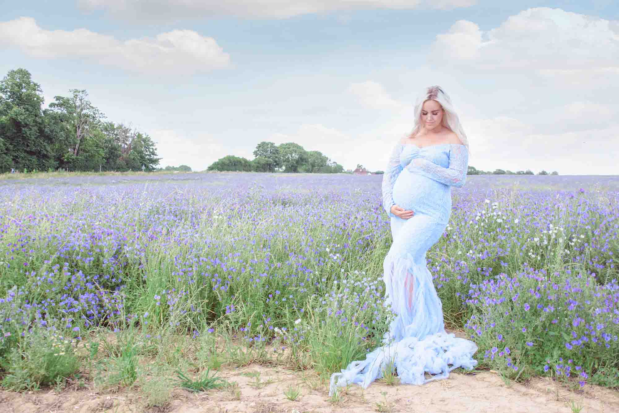 Fox Sexy Mermaid Long Blue Lace Mermaid Maternity Dress for Photoshoot - Foxbackdrop