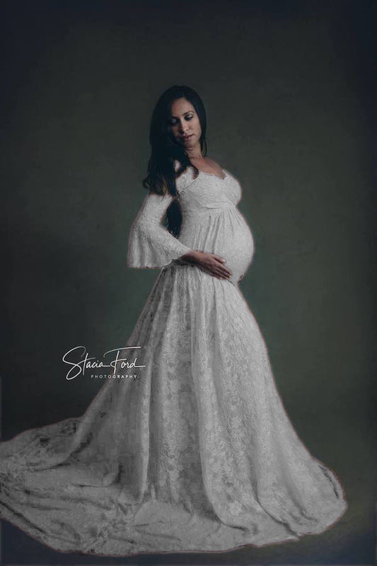 Fox V-neck Horn Long Lace Super Long Tail Pregnant Women Photography Dress