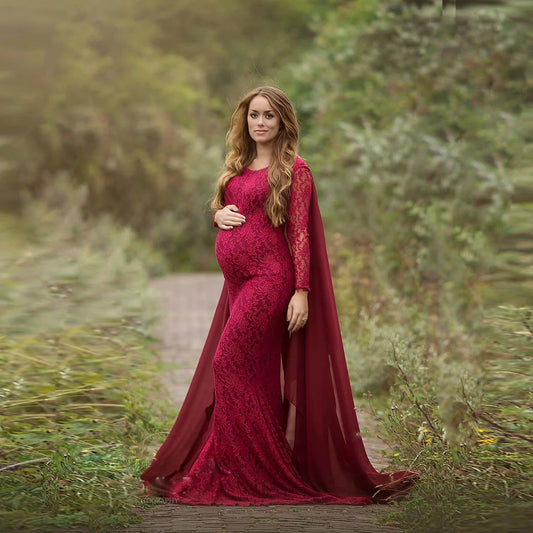 Fox Elegant White Mermaid Long Maternity Dress for Photoshoot