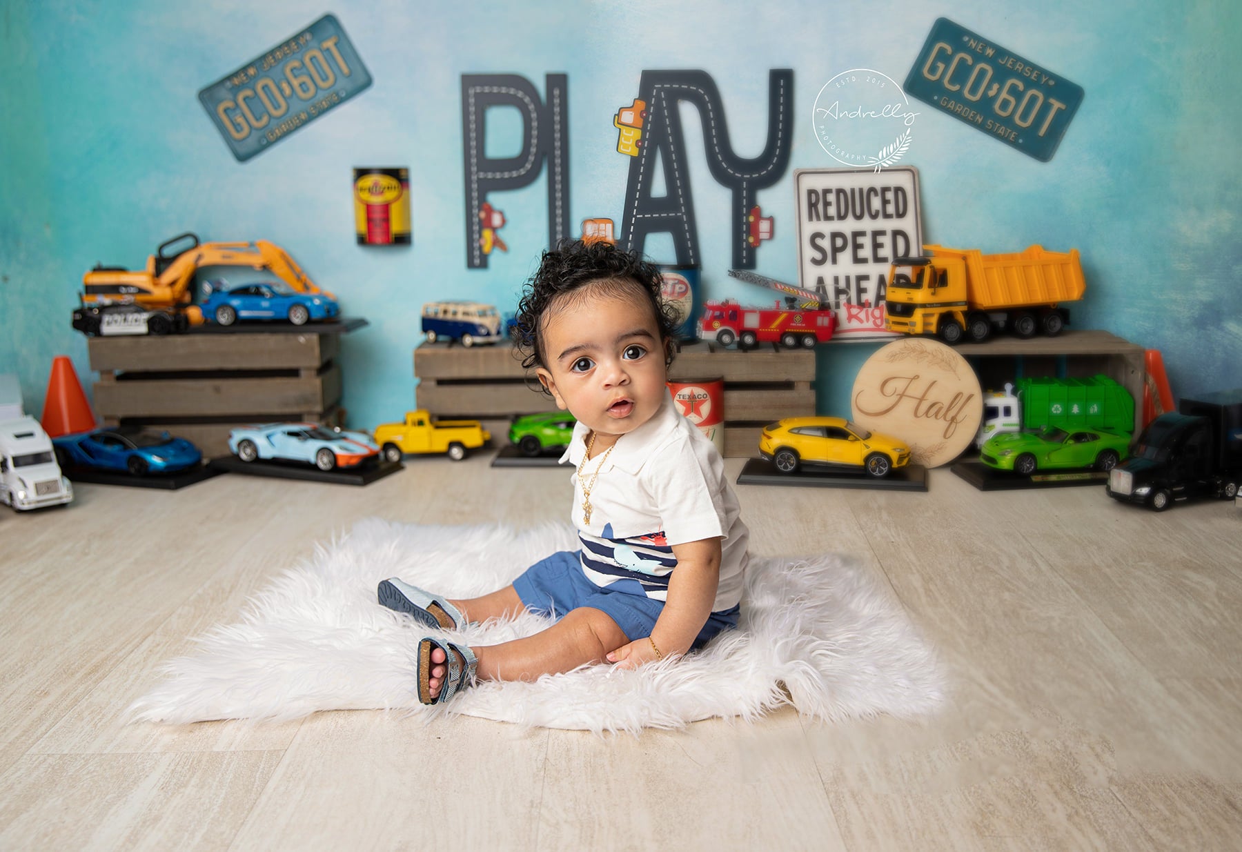Fox Rolled Car Toy Boy Vinyl Backdrop Designed By Blanca Perez - Foxbackdrop