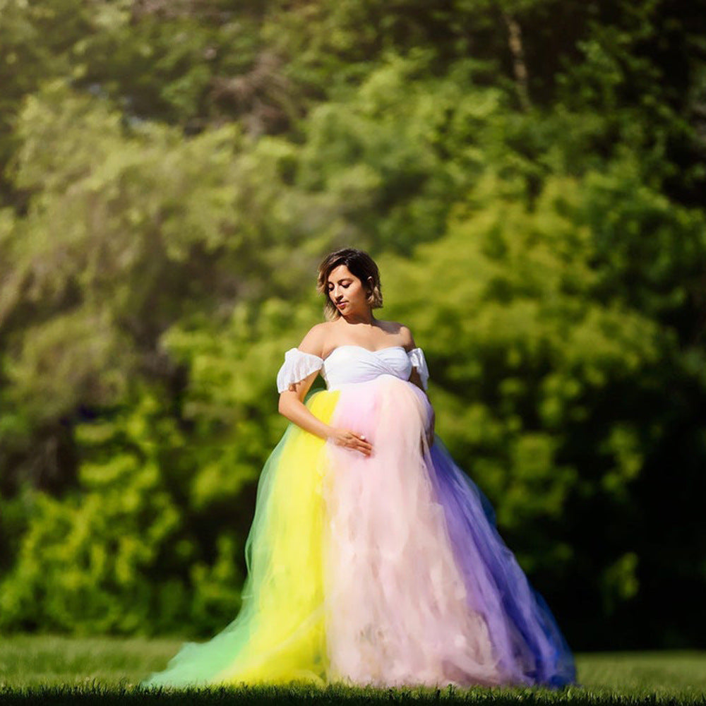 Fox Long Colorful Maternity Dress for Photography