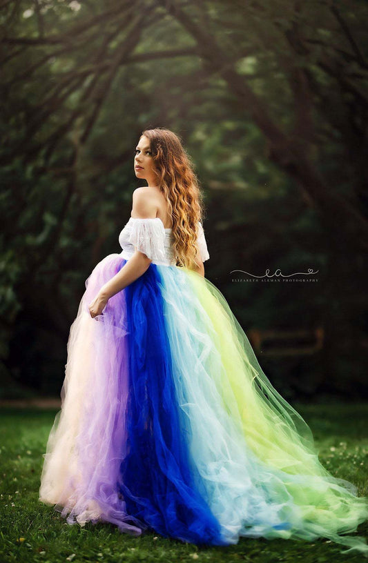 Fox Long Colorful Maternity Dress for Photography