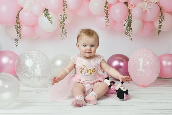 Fox Pink Balloons Vinyl/Fabric Girl's Birthday Backdrop Designed By Jacky Rose Photography