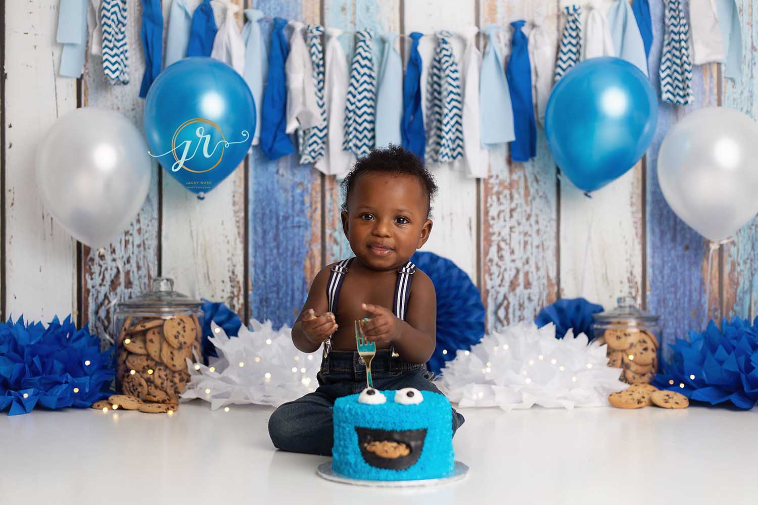 Fox Rolled Boy's Birthday Cookies Cake Smash Vinyl Backdrop Designed By Jacky Rose Photography - Foxbackdrop