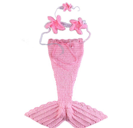 Fox Newborn Knitting Baby Outfit Clothes Mermaid Clothing Photo Prop - Foxbackdrop