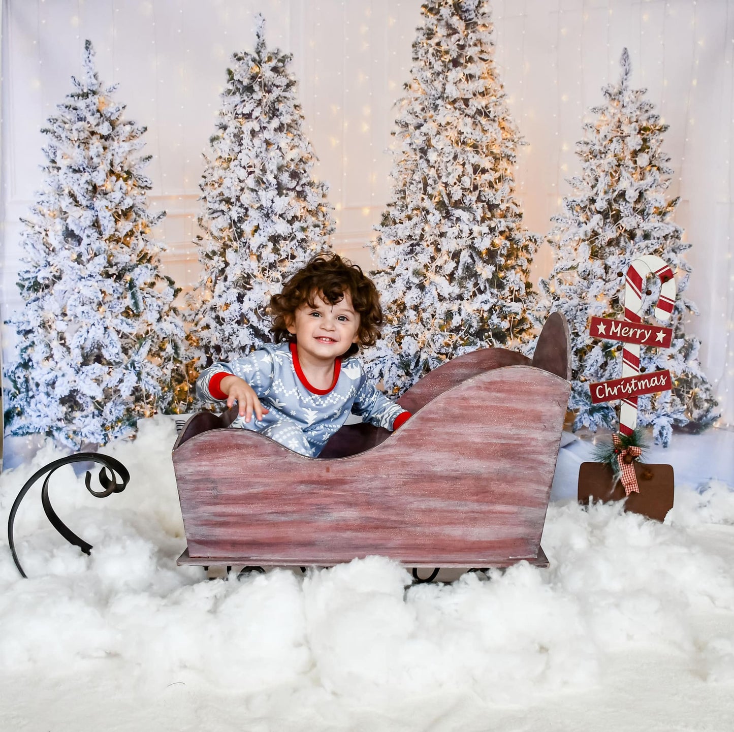 Fox Four Christmas Trees Indoor Photography Vinyl Photo Backdrop