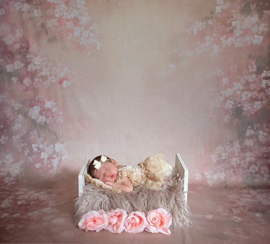 Fox Pink Flowers Dreamy Vinyl/Fabric Kids Backdrop
