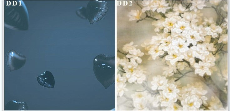 Fox Black Heart Balloon/White Floral Double-sided Nano 2 in 1 Backdrop - Foxbackdrop