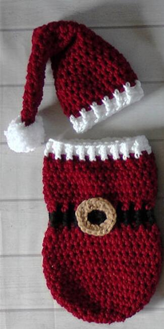Fox Christmas Newborn Photography Props Baby Crochet Sleeping Bag