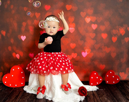 RTS Fox Red Heart Bokeh Romantic Valentine's Day Vinyl Backdrop