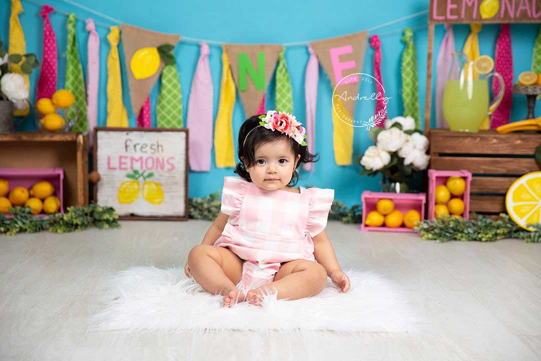 Fox Rolled Summer Lemon Children Birthday Vinyl Backdrop Designed By Blanca Perez - Foxbackdrop