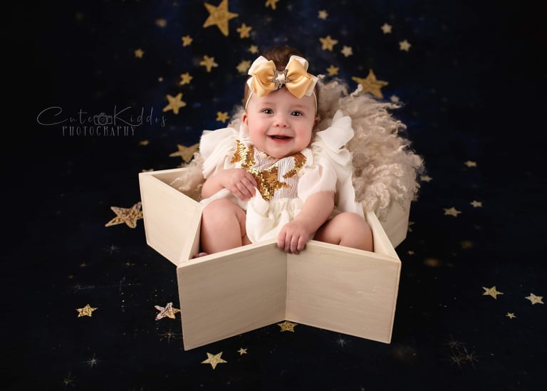 Fox Newborn Photography Props Mini Baby Star White Wooden Box Prop