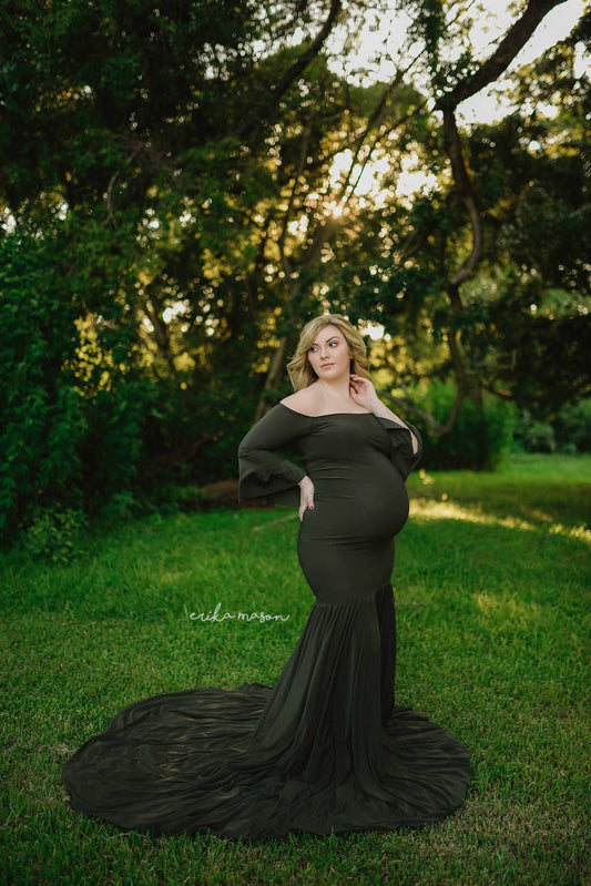 Fox Long Sleeve Aqua Maternity Dress for Photography