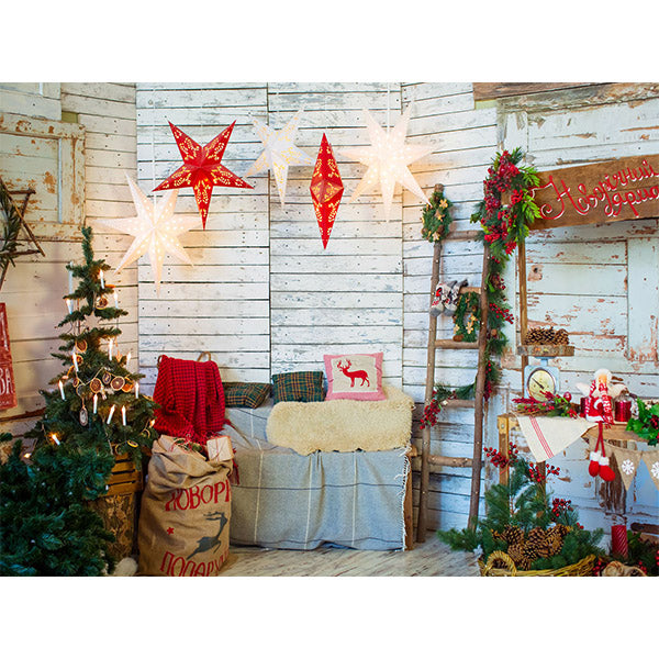 Fox Rolled Christmas Inside Vinyl Backdrop for Photography - Foxbackdrop