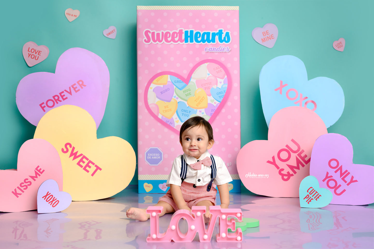 Fox Valentine's Day Sweet Love Vinyl/Fabric Backdrop Designed by Claudia Uribe