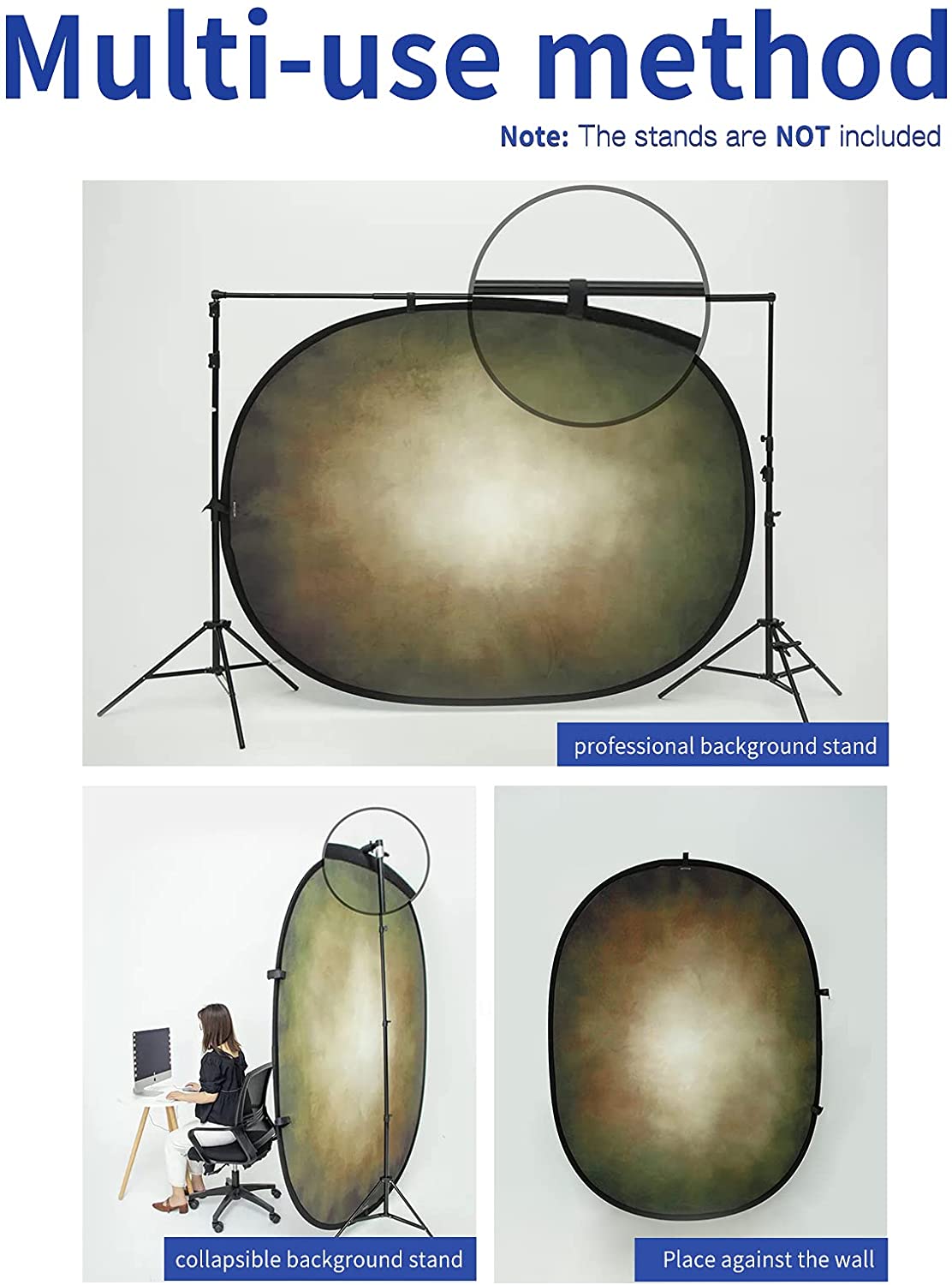 Fox Custom Made Collapsible Backdrop 5X6.5ft(1.5x2m) 2-in-1