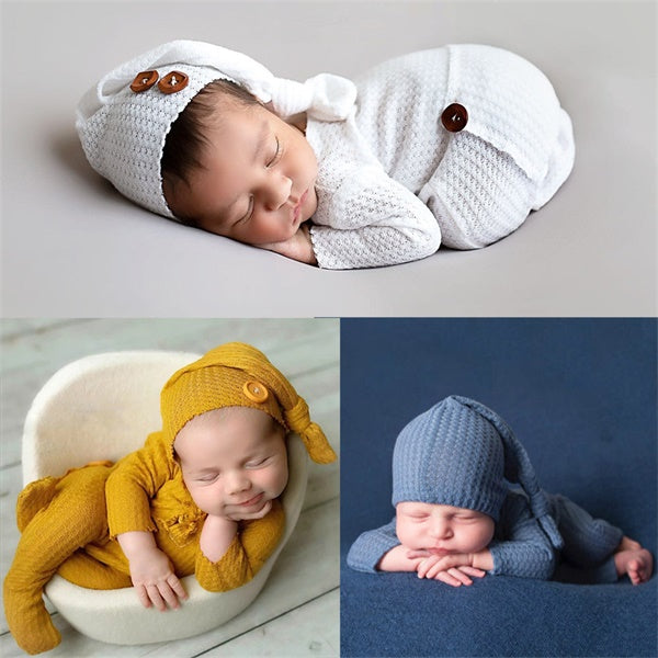 Fox 2 pcs/set Newborn Knitting Bonnet with Outfit for Photoshoot - Foxbackdrop