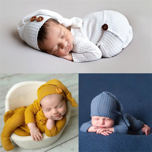 Fox 2 pcs/set Newborn Knitting Bonnet with Outfit for Photoshoot - Foxbackdrop