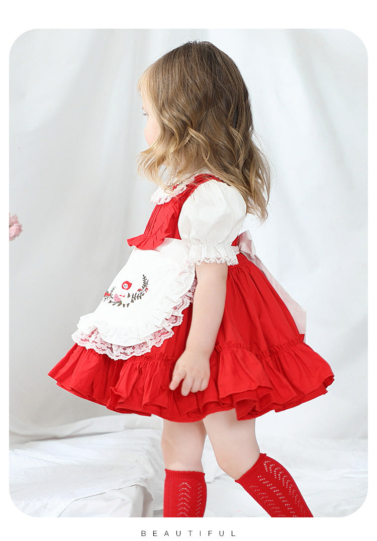 Fox Puff Sleeve Dress Girls One-year-old Princess Dress Lolita Retro Court Wind Tutu Skirt