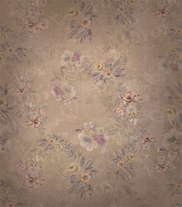 RTS Fox Vintage Brown Flowers Fabric Photography Backdrop