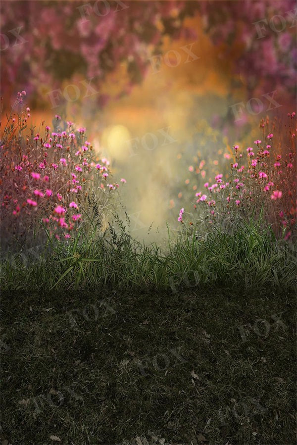 Fox Spring Grassland Flowers Fabric/Fabric/Vinyl Photography Backdrop