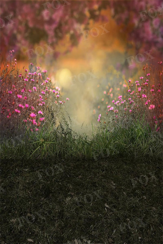 Fox Spring Grassland Flowers Vinyl Photography Backdrop