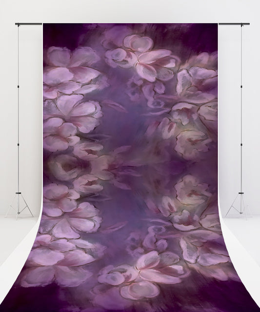 Fox Sweep Fabric Backdrop Purple Flowers for Photography