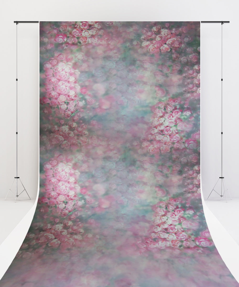 Fox Sweep Fabric Backdrop Pink Flower for Photography