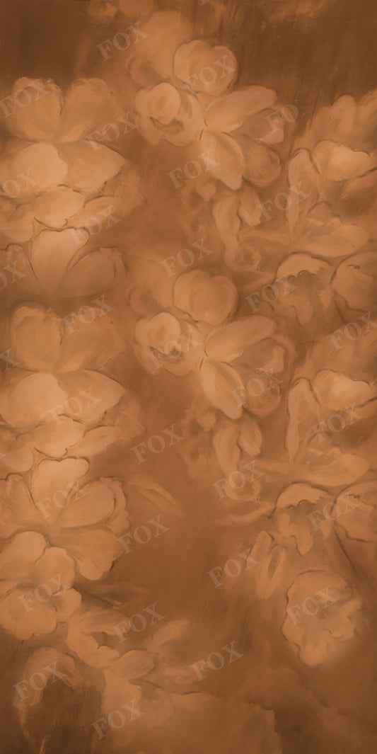Fox Sweep Fabric Backdrop Brown Flowers for Photography
