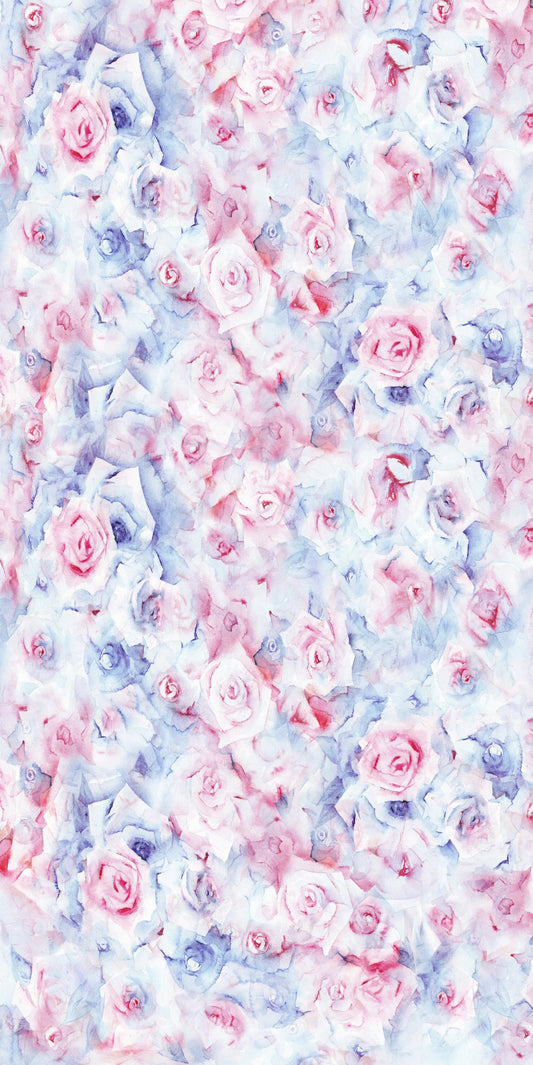 Fox Sweep Fabric Backdrop Blue Pink Flowers for Photography