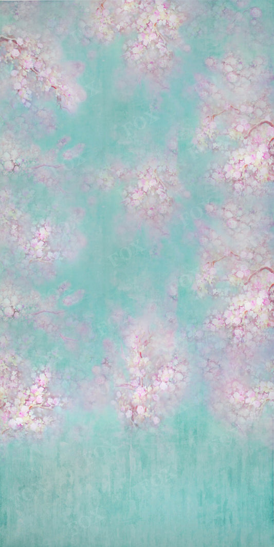 Fox Sweep Fabric Backdrop Blue Floral for Photography