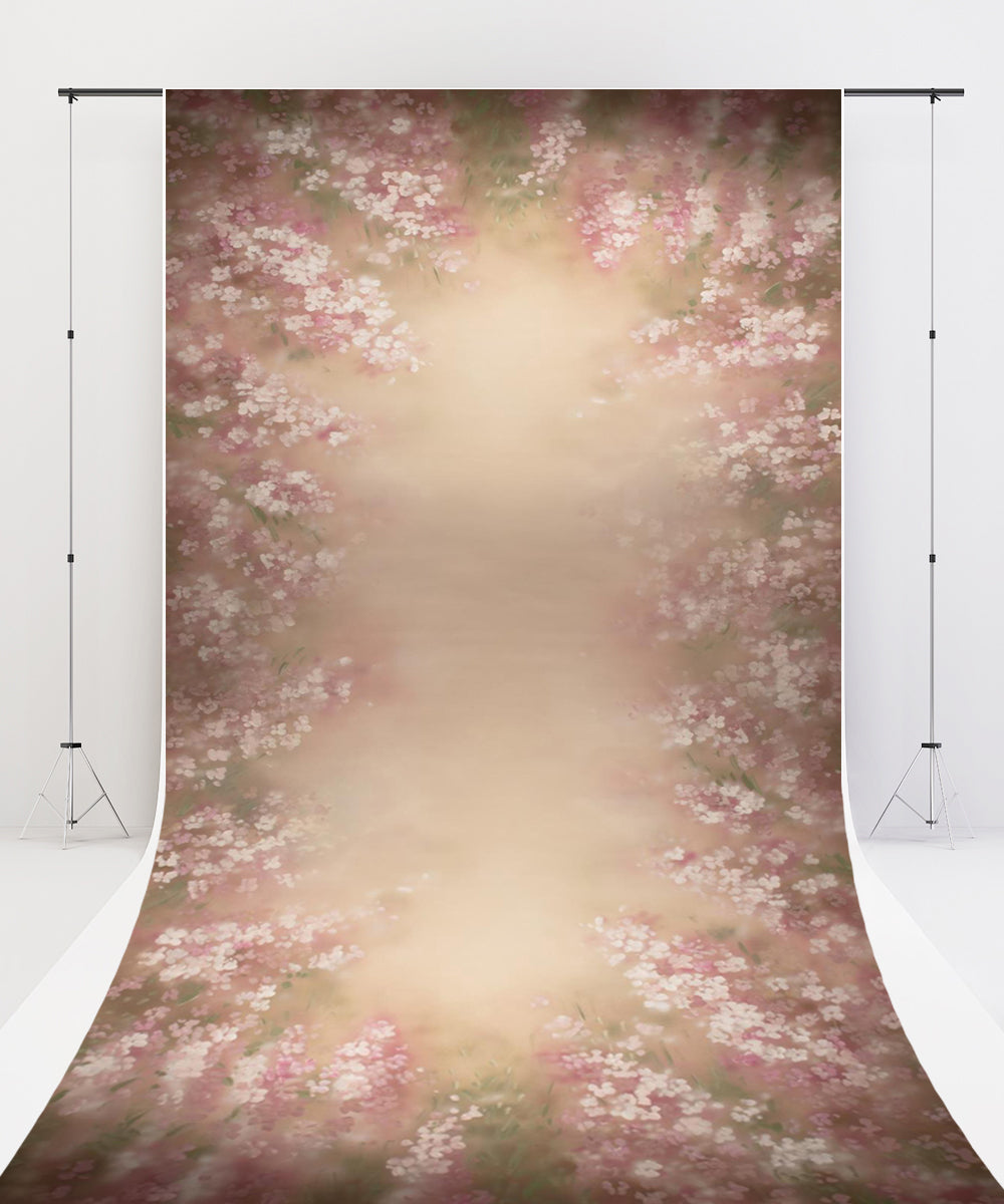 Fox Sweep Fabric Backdrop Pink Flowers Dreamy for Photography