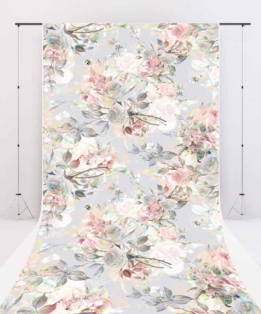 Fox Sweep Fabric Backdrop Retro Flowers for Photography