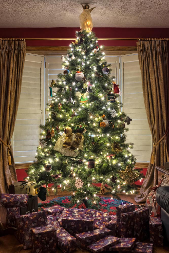 Fox Christmas Tree Gifts Fabric/Vinyl Indoor Photography Backdrop