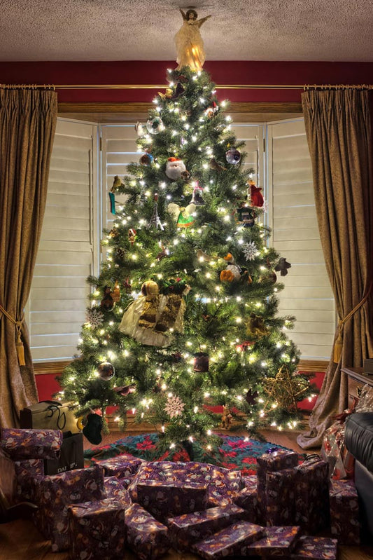 Fox Christmas Tree Gifts Vinyl Indoor Photography Backdrop