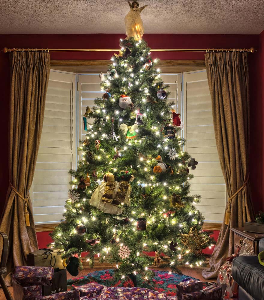 Fox Christmas Tree Gifts Vinyl Indoor Photography Backdrop