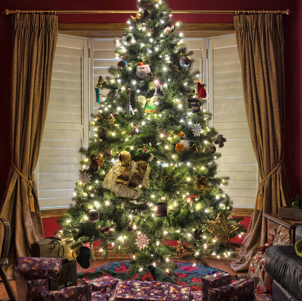 Fox Christmas Tree Gifts Fabric/Vinyl Indoor Photography Backdrop