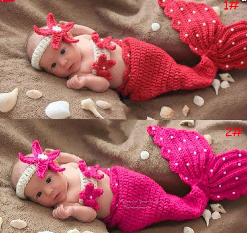 Fox Newborn Knitting Baby Outfit Clothes Mermaid Clothing Photo Prop - Foxbackdrop