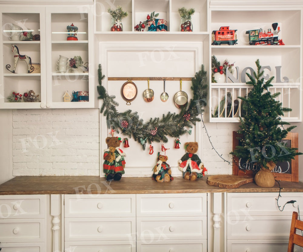 Fox Christmas Home Kitchen Closet Vinyl Backdrop