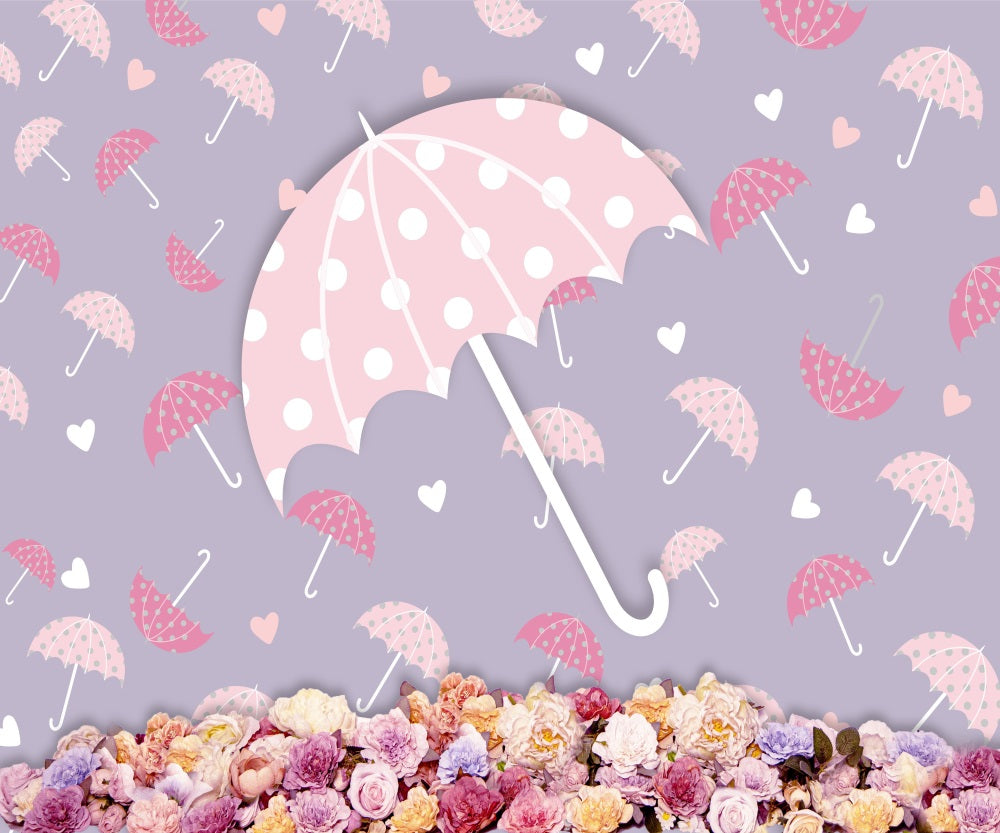 Fox Valentine's Day Pink Umbrella Vinyl/Fabric Backdrop Designed by JT photography