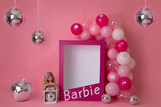Fox Pink Barbie Birthday Vinyl Backdrop Designed by Blanca Perez