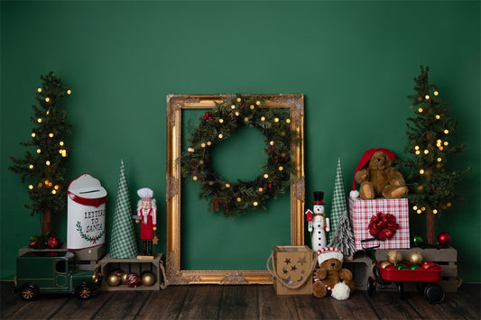 Fox Christmas Toy Bear Vinyl Backdrop Designed by Blanca Perez