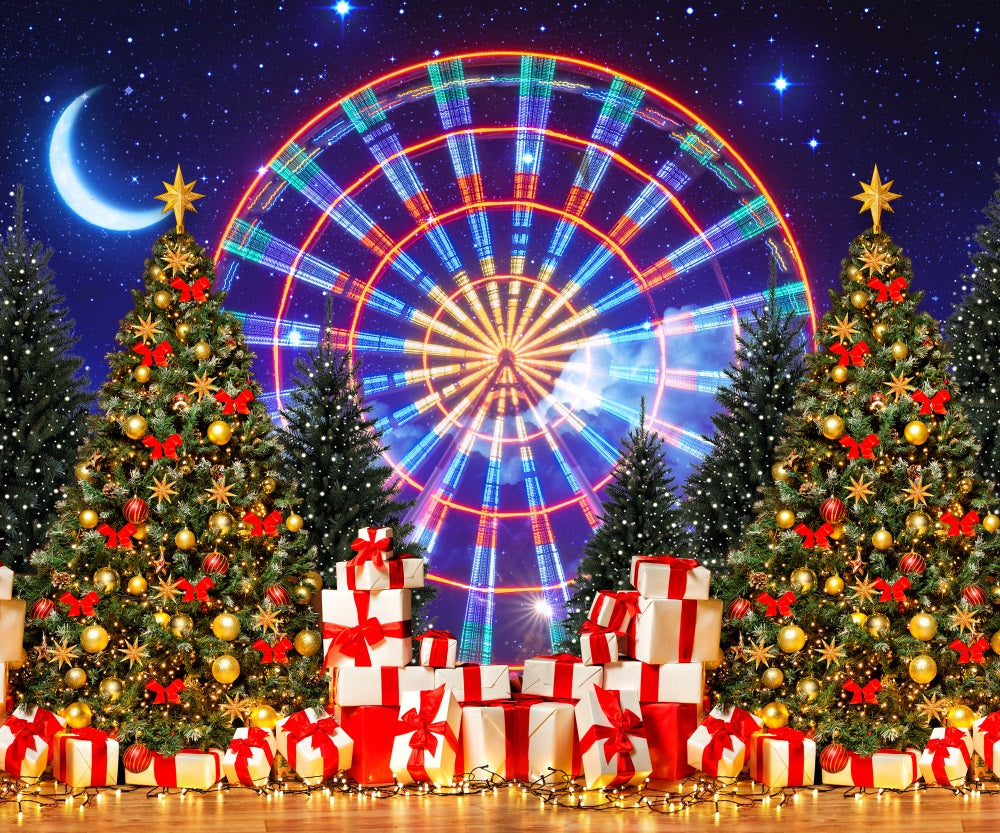 Fox Amusement Park Christmas Decoration Circus Vinyl Backdrop